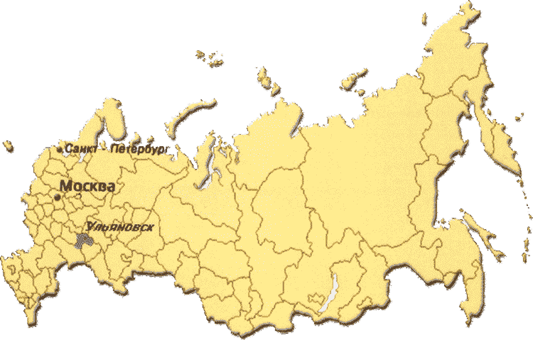 Ульяновская область на карте России